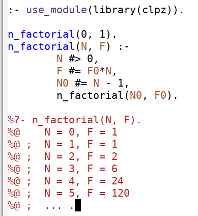 Factorial using CLP(FD)